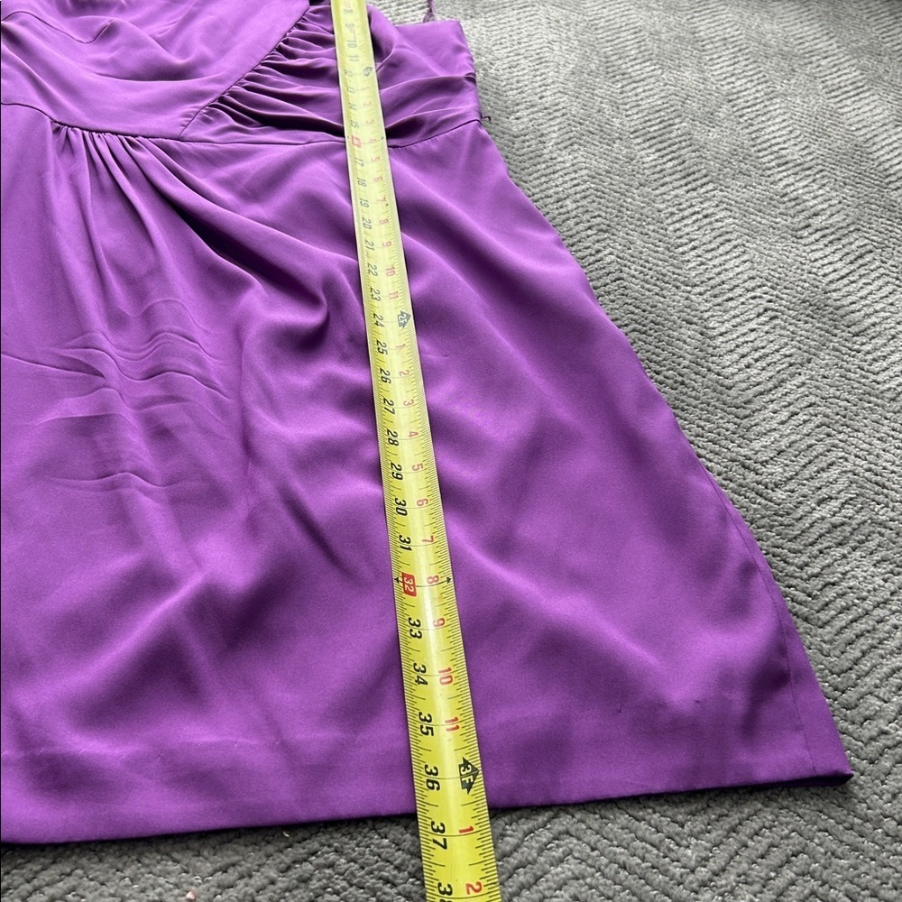 Trina Turk LaRoux Violet Purple Silk One Shoulder Mini Sheath Dress Ruffle 6 - Picture 14 of 15